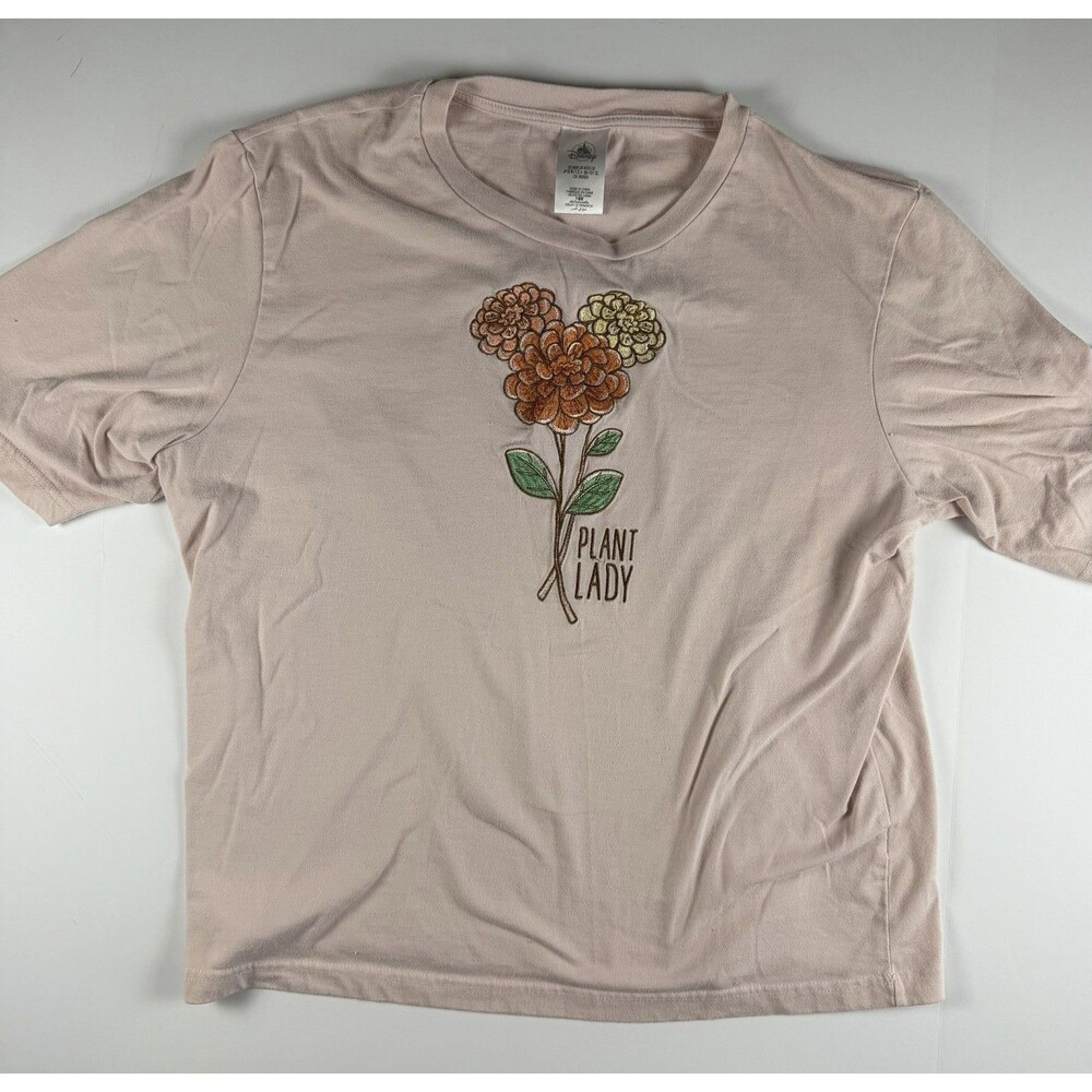 Disney Parks "Plant Lady" Hidden Mickey Embroidered Flower T-Shirt Adult Medium